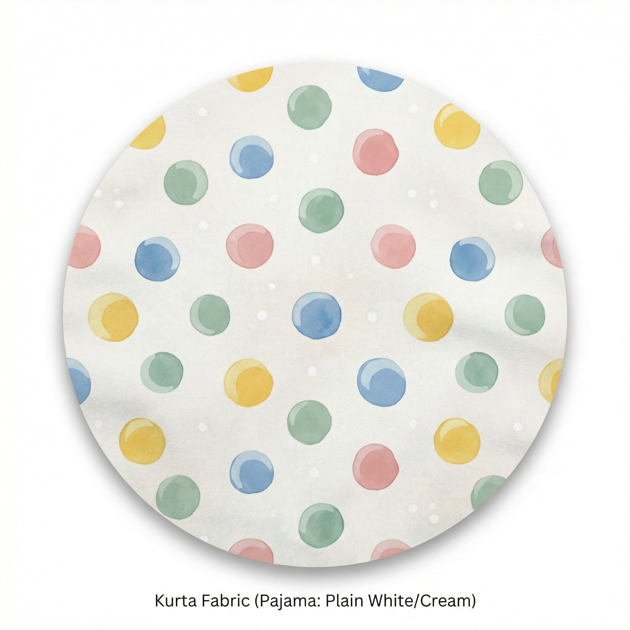MiniBelly Kurta Pajama Set Pastel watercolor polka dots on a cream background 100% Cotton - minibelly