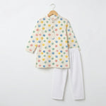MiniBelly Kurta Pajama Set Pastel watercolor polka dots on a cream background 100% Cotton - minibelly