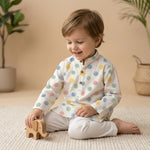 MiniBelly Kurta Pajama Set Pastel watercolor polka dots on a cream background 100% Cotton - minibelly