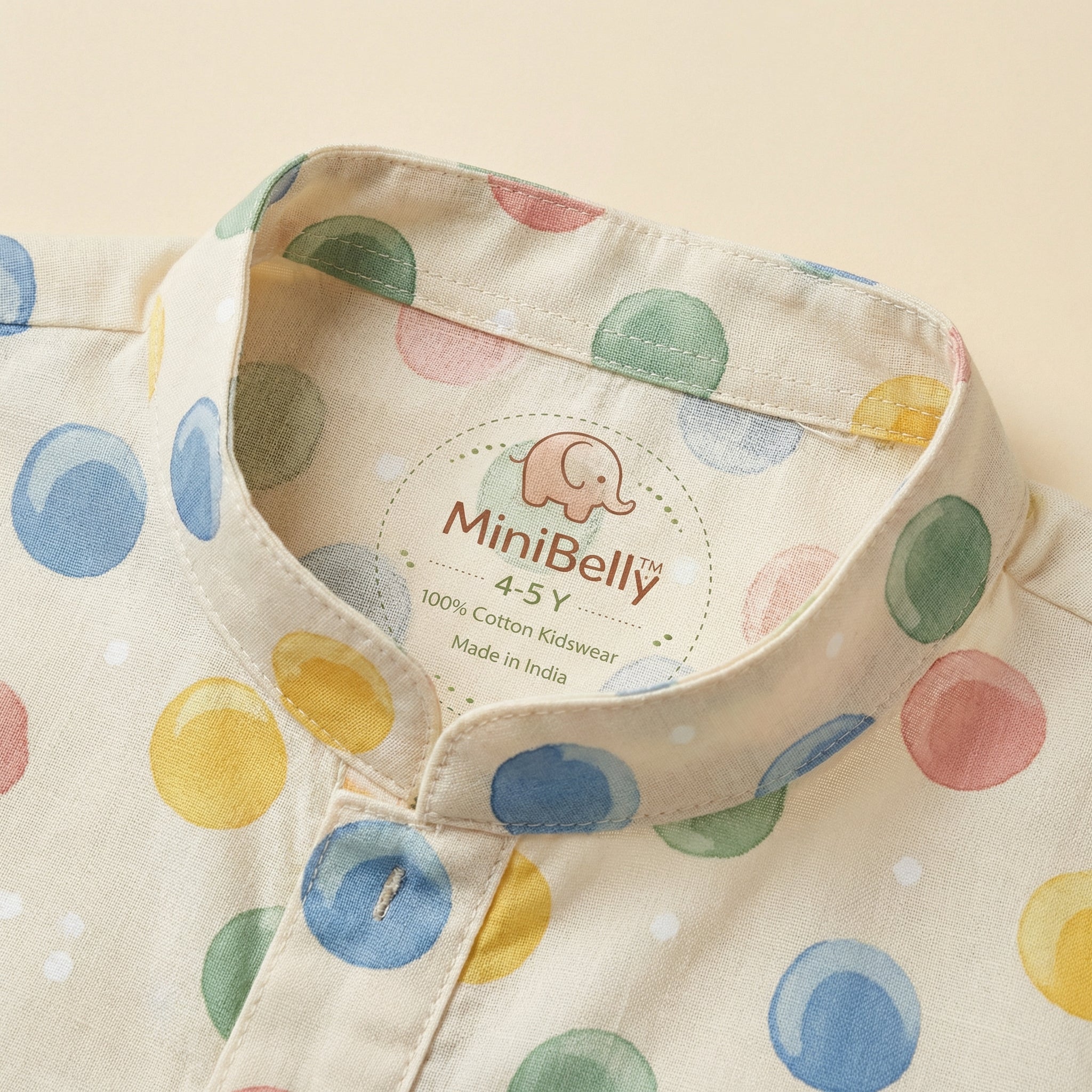 MiniBelly Kurta Pajama Set Pastel watercolor polka dots on a cream background 100% Cotton - minibelly