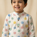 MiniBelly Kurta Pajama Set Pastel watercolor polka dots on a cream background 100% Cotton - minibelly