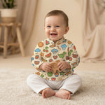 MiniBelly Kurta Pajama Set Playful doodles of animals, fruits, weather, and toys on cream background 100% Cotton - minibelly