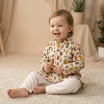 MiniBelly Kurta Pajama Set Boho abstract organic shapes with botanical leaf doodles 100% Cotton - minibelly