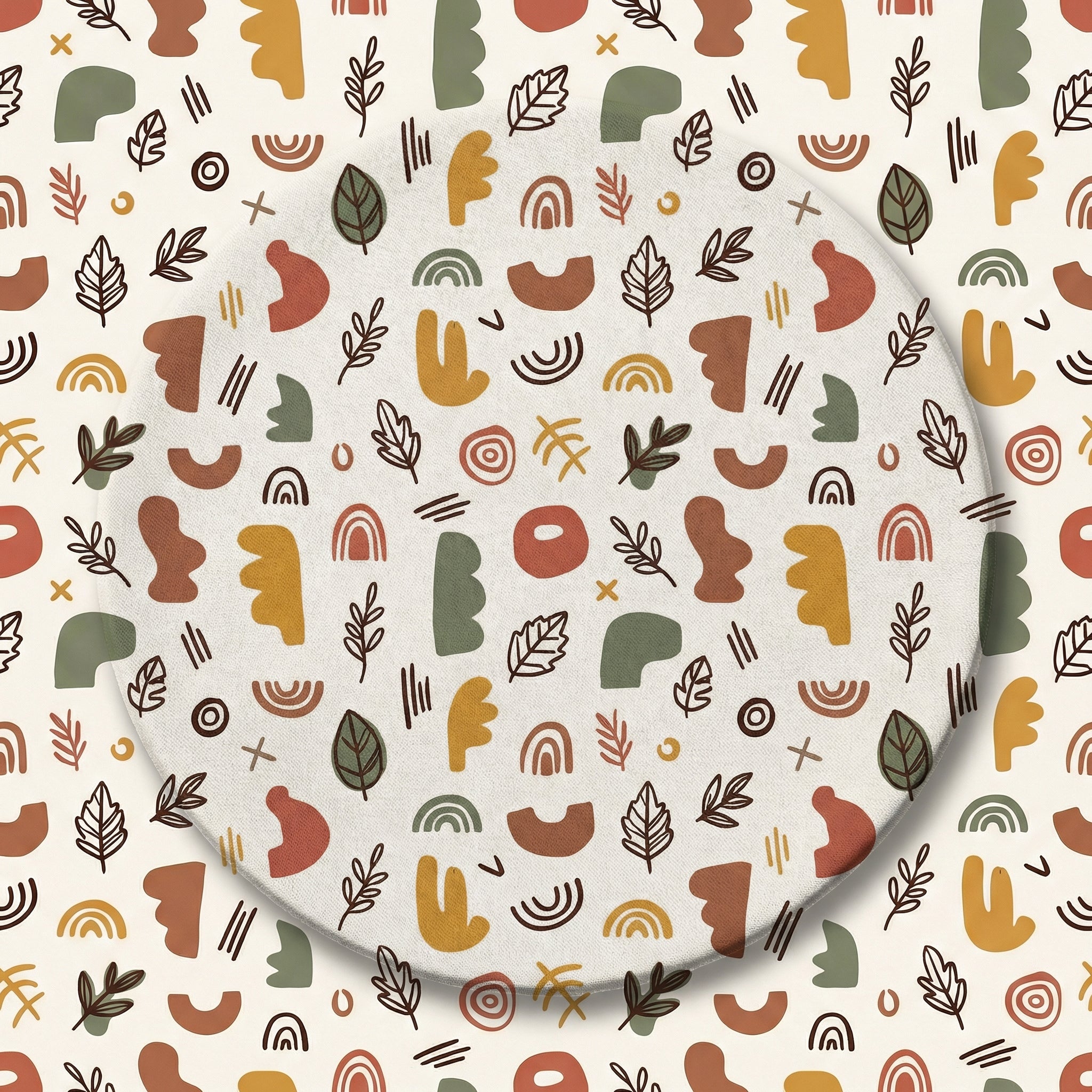 MiniBelly Kurta Pajama Set Boho abstract organic shapes with botanical leaf doodles 100% Cotton - minibelly