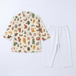 MiniBelly Kurta Pajama Set Boho abstract organic shapes with botanical leaf doodles 100% Cotton - minibelly