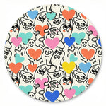 MiniBelly Kurta Pajama Set Playful doodle cartoon monsters holding colorful hearts on cream background 100% Cotton - minibelly