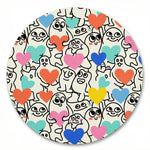 MiniBelly Kurta Pajama Set Playful doodle cartoon monsters holding colorful hearts on cream background 100% Cotton - minibelly