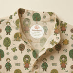 MiniBelly Kurta Pajama Set Folk art pattern featuring children, stylized trees, suns, and nature motifs 100% Cotton - minibelly