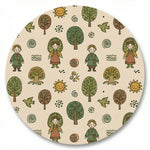 MiniBelly Kurta Pajama Set Folk art pattern featuring children, stylized trees, suns, and nature motifs 100% Cotton - minibelly