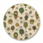 MiniBelly Kurta Pajama Set Folk art pattern featuring children, stylized trees, suns, and nature motifs 100% Cotton - minibelly