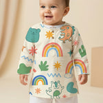 MiniBelly Kurta Pajama Set Cute doodle pattern featuring rainbows, animals, stars, and abstract shapes 100% Cotton - minibelly