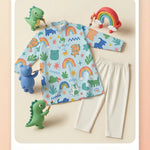 MiniBelly Kurta Pajama Set Cute doodle pattern featuring rainbows, animals, stars, and abstract shapes 100% Cotton - minibelly