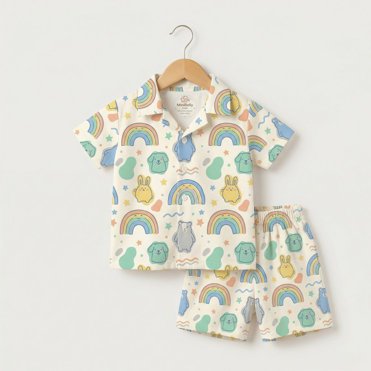 MiniBelly 100% Cotton Kurta Pajama Set-No Itchy Tags-Soft Fabric-Premium Print-Solid-Cream-For Infants - minibelly