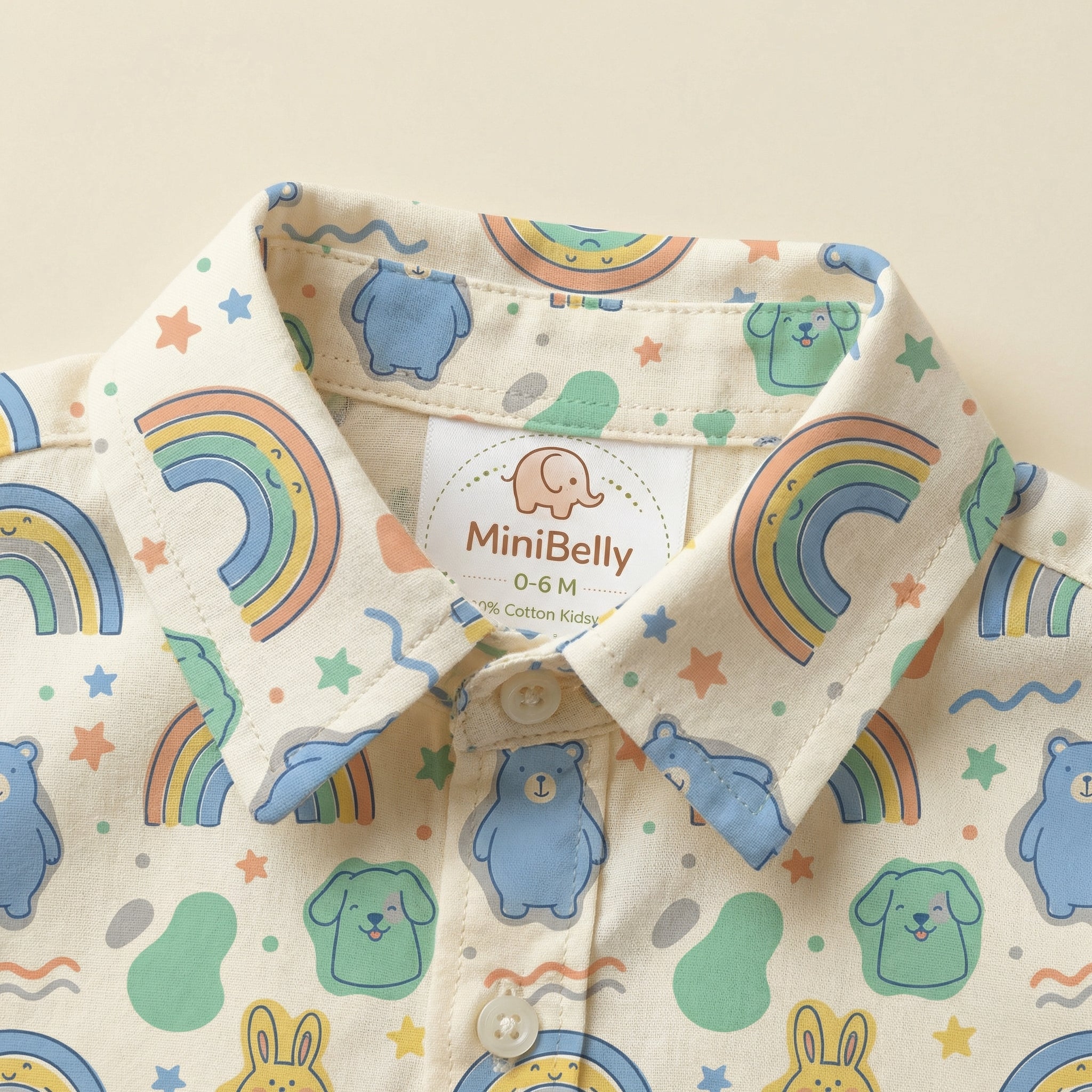 MiniBelly 100% Cotton Kurta Pajama Set-No Itchy Tags-Soft Fabric-Premium Print-Solid-Cream-For Infants - minibelly