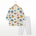 MiniBelly Kurta Pajama Set sleeping bears and foxes with clouds and stars nursery print 100% Cotton - minibelly