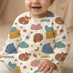 MiniBelly Kurta Pajama Set sleeping bears and foxes with clouds and stars nursery print 100% Cotton - minibelly