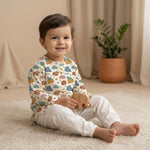 MiniBelly Kurta Pajama Set sleeping bears and foxes with clouds and stars nursery print 100% Cotton - minibelly