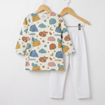 MiniBelly Kurta Pajama Set sleeping bears and foxes with clouds and stars nursery print 100% Cotton - minibelly
