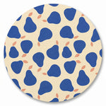 MiniBelly kids' kurta pajama set with abstract blue pear pattern on light background, made from soft 100% cotton fabric.