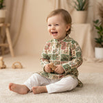 MiniBelly Kurta Pajama Set Earthy boho floral patchwork mosaic with organic block shapes 100% Cotton - minibelly