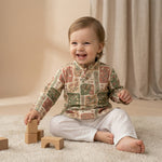 MiniBelly Kurta Pajama Set Earthy boho floral patchwork mosaic with organic block shapes 100% Cotton - minibelly