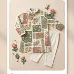 MiniBelly Kurta Pajama Set Earthy boho floral patchwork mosaic with organic block shapes 100% Cotton - minibelly