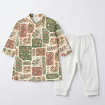 MiniBelly Kurta Pajama Set Earthy boho floral patchwork mosaic with organic block shapes 100% Cotton - minibelly