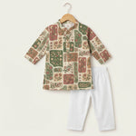 MiniBelly Kurta Pajama Set Earthy boho floral patchwork mosaic with organic block shapes 100% Cotton - minibelly