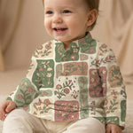 MiniBelly Kurta Pajama Set Earthy boho floral patchwork mosaic with organic block shapes 100% Cotton - minibelly