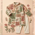 MiniBelly Kurta Pajama Set Earthy boho floral patchwork mosaic with organic block shapes 100% Cotton - minibelly