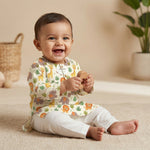 MiniBelly Kurta Pajama Set Cute safari animals featuring giraffes, elephants, lions, and jungle foliage 100% Cotton - minibelly