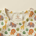 MiniBelly Kurta Pajama Set Cute safari animals featuring giraffes, elephants, lions, and jungle foliage 100% Cotton - minibelly