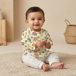 MiniBelly Kurta Pajama Set Cute cartoon safari animals including giraffes, elephants, and lions with foliage 100% Cotton - minibelly