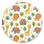 MiniBelly Kurta Pajama Set Cute cartoon safari animals including giraffes, elephants, and lions with foliage 100% Cotton - minibelly