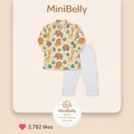 MiniBelly Kurta Pajama Set Cute cartoon safari animals including giraffes, elephants, and lions with foliage 100% Cotton - minibelly