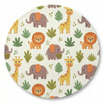 MiniBelly Kurta Pajama Set Cute cartoon safari animals including giraffes, elephants, and lions with foliage 100% Cotton - minibelly