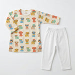 MiniBelly Kurta Pajama Set Cute cartoon puppies wearing sunglasses and bandanas seamless print 100% Cotton - minibelly