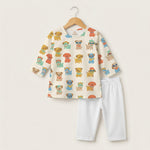 MiniBelly Kurta Pajama Set Cute cartoon puppies wearing sunglasses and bandanas seamless print 100% Cotton - minibelly
