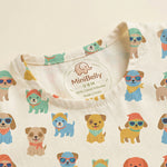 MiniBelly Kurta Pajama Set Cute cartoon puppies wearing sunglasses and bandanas seamless print 100% Cotton - minibelly
