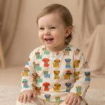 MiniBelly Kurta Pajama Set Cute cartoon puppies wearing sunglasses and bandanas seamless print 100% Cotton - minibelly