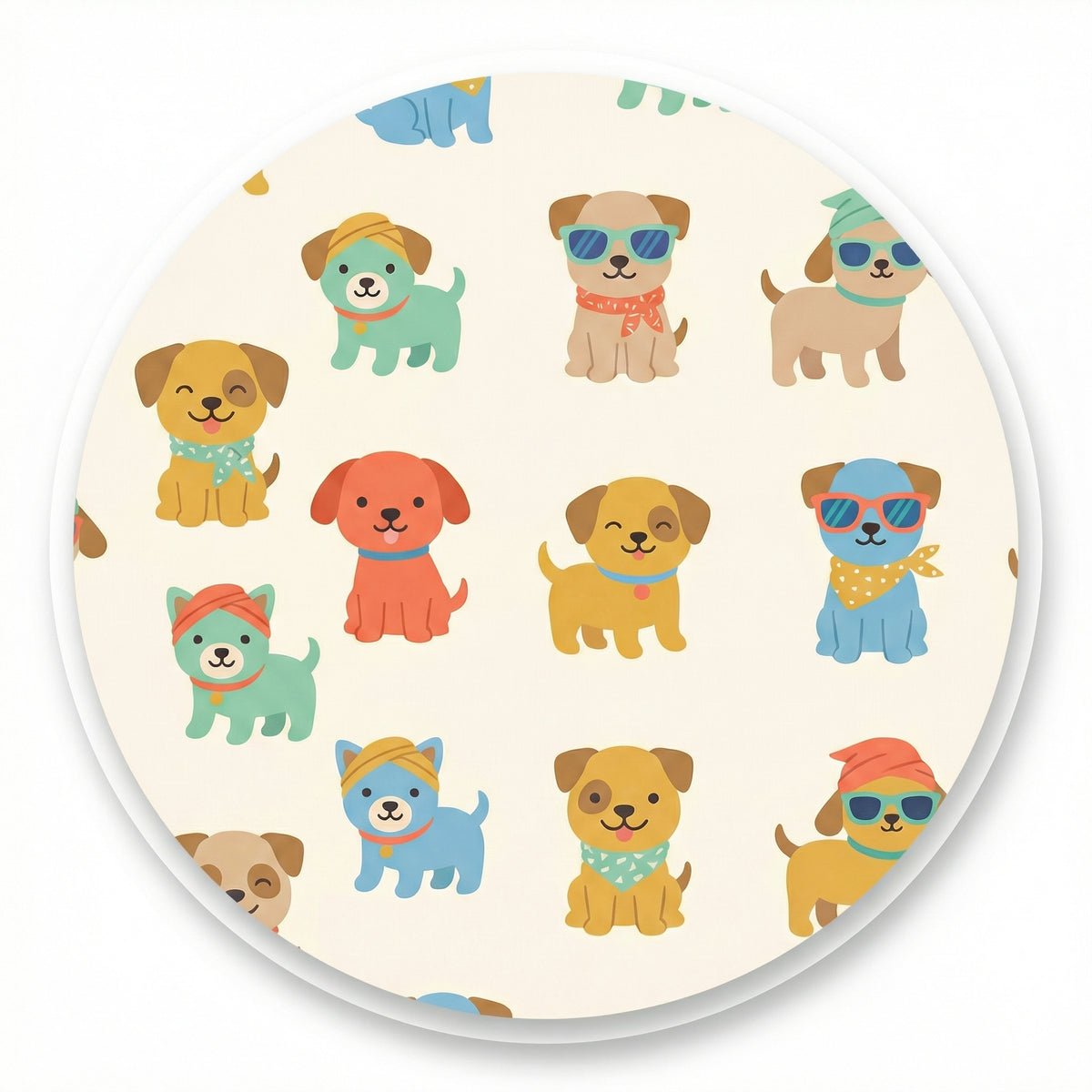MiniBelly Kurta Pajama Set Cute cartoon puppies wearing sunglasses and bandanas seamless print 100% Cotton - minibelly