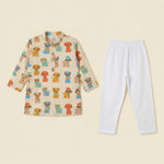 MiniBelly Kurta Pajama Set Cute cartoon puppies wearing sunglasses and bandanas seamless print 100% Cotton - minibelly