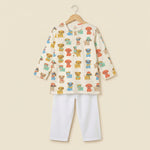 MiniBelly Kurta Pajama Set Cute cartoon puppies wearing sunglasses and bandanas seamless print 100% Cotton - minibelly
