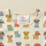 MiniBelly Kurta Pajama Set Cute cartoon puppies wearing sunglasses and bandanas seamless print 100% Cotton - minibelly