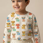 MiniBelly Kurta Pajama Set Cute cartoon puppies wearing sunglasses and bandanas seamless print 100% Cotton - minibelly
