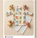 MiniBelly Kurta Pajama Set Cute cartoon puppies wearing sunglasses and bandanas seamless print 100% Cotton - minibelly