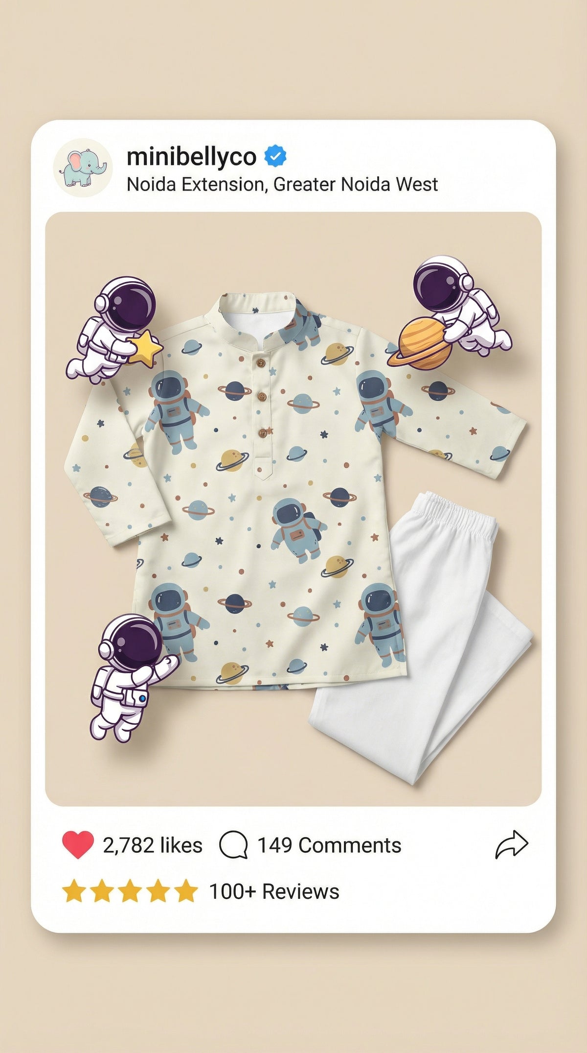 Space Adventure Kurta Pajama Set - minibelly