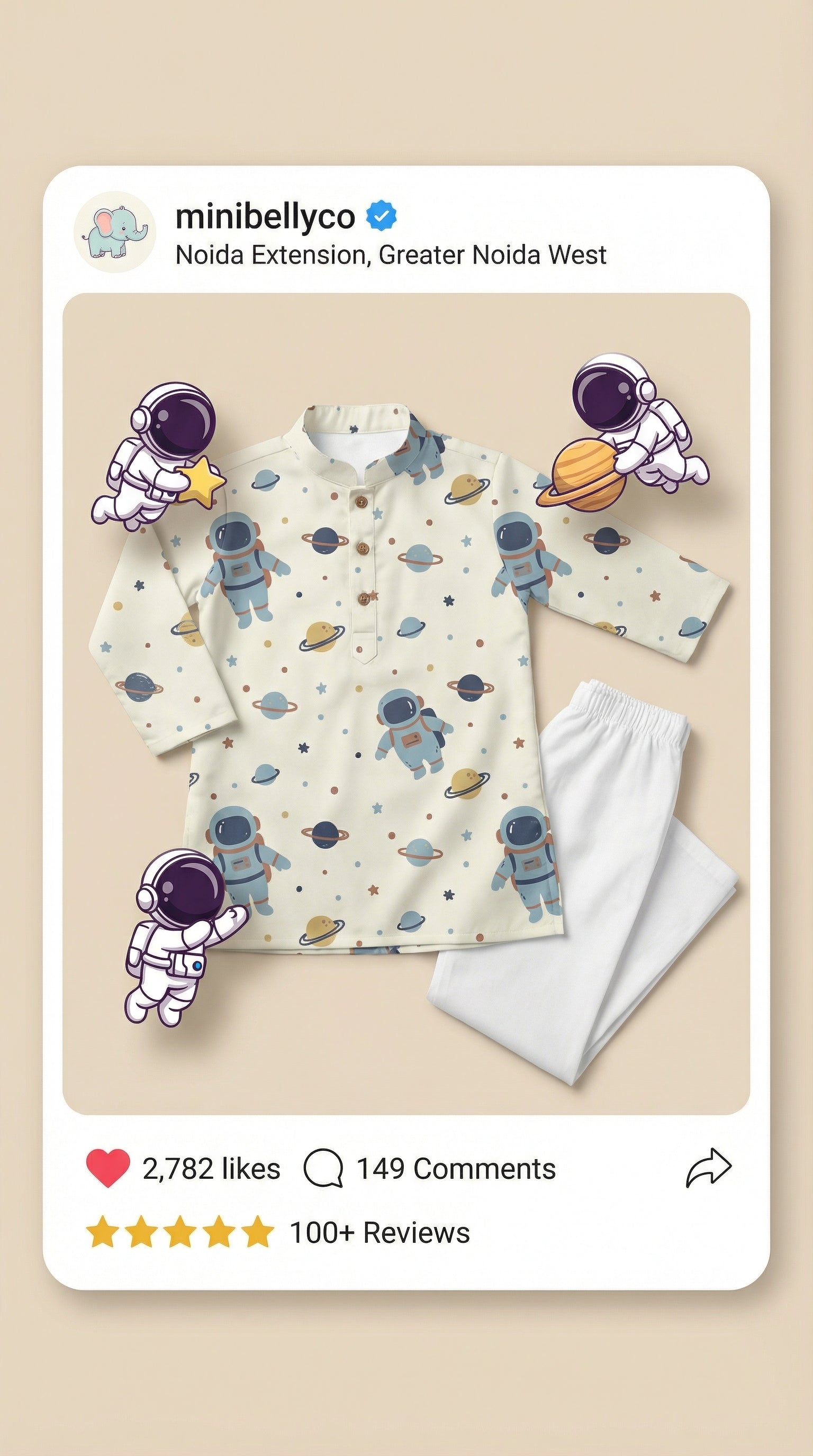Space Adventure Kurta Pajama Set - minibelly