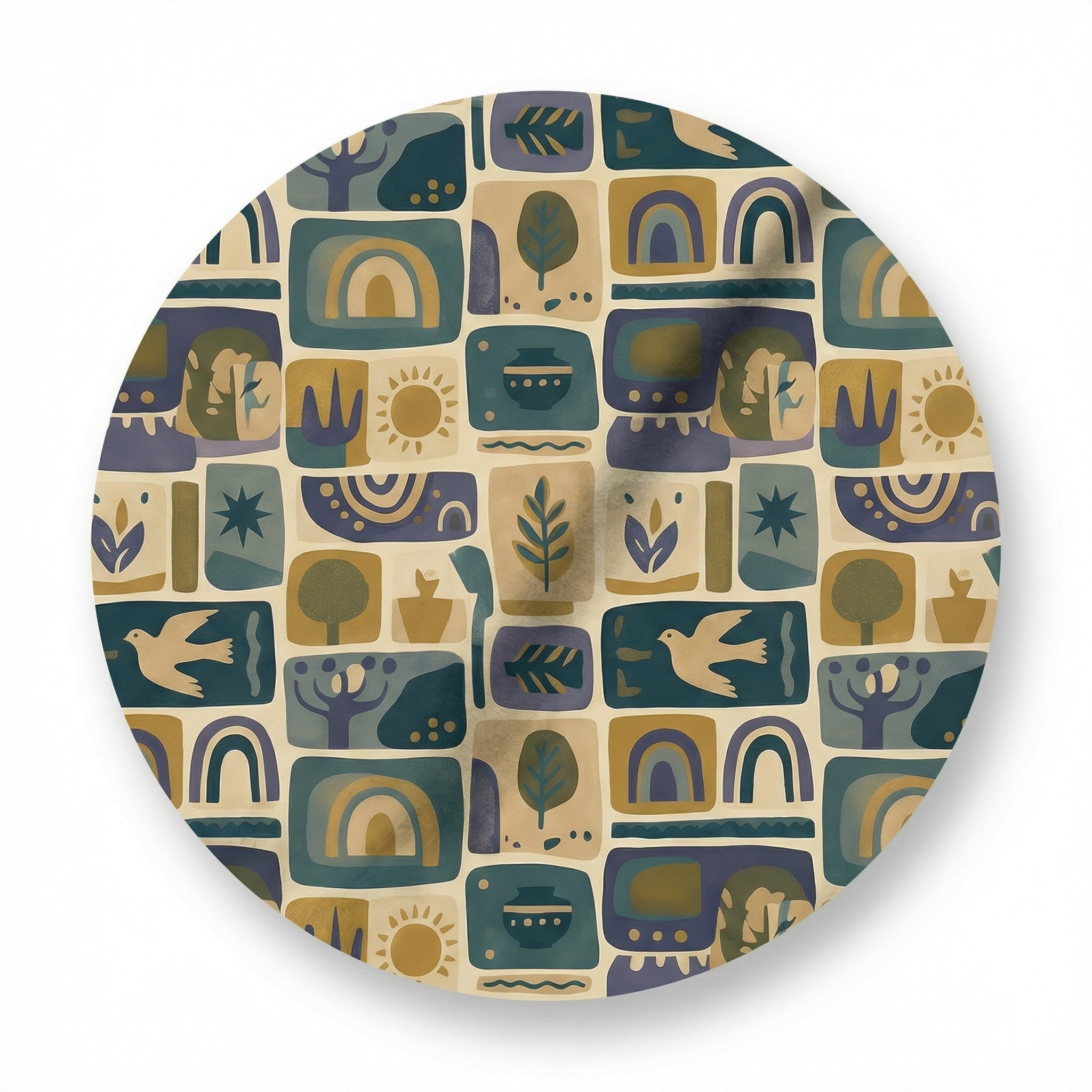 MiniBelly Kurta Pajama Set Geometric folk art collage with birds, sun, and nature motifs 100% Cotton - minibelly