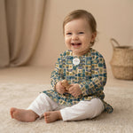 MiniBelly Kurta Pajama Set Geometric folk art collage with birds, sun, and nature motifs 100% Cotton - minibelly